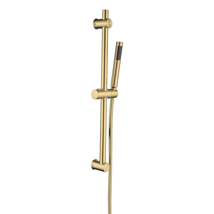 Brushed Brass 2 Outlet  Wall Mounted Thermostatic Mixer Shower Set with Hand Shower - Arissa