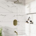BUN/ARIBB011/96376 Brushed Brass 2 Outlet Thermostatic Bath Mixer Shower Set With 250mm Wall Mounted Shower Head and Bath Filler Spout - Arissa