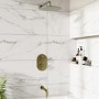 Brushed Brass 2 Outlet Concealed Thermostatic Shower Valve with Dual Control - Arissa