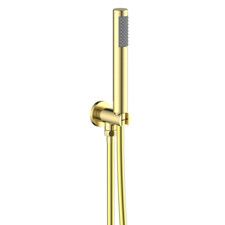 Brushed Brass 2 Outlet Thermostatic Bath Mixer Shower Set With Hand Shower and Bath Filler Spout - Arissa