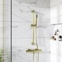 Grade A1 - Brushed Brass Thermostatic Mixer Shower with Slider Riser Rail Kit - Arissa