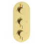 Brushed Brass Triple Outlet Wall Mounted Thermostatic Mixer Shower Set With Hand Shower and Bath Filler Spout - Arissa