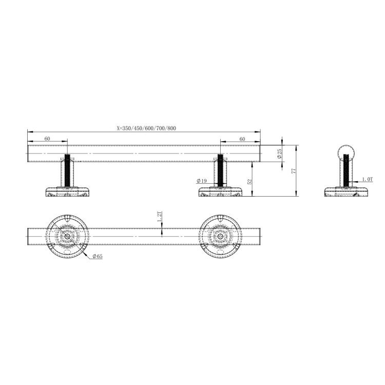 Brass Bathroom Grab Rails Set of 6 - Arissa