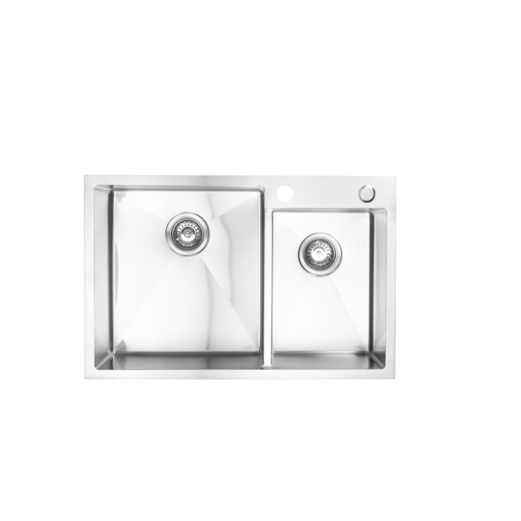 1.5 Bowl Chrome Stainless Steel Inset Kitchen Sink with Pull Out Mixer Tap Set - Enza