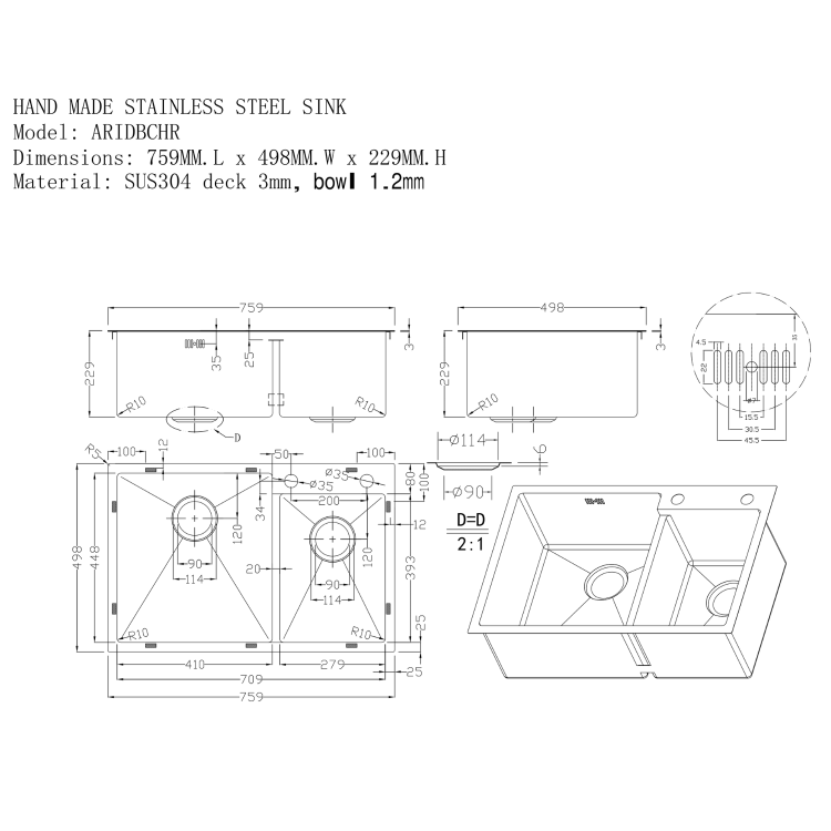 Aria 1.5 Bowl & Malvern Kitchen Mixer Tap