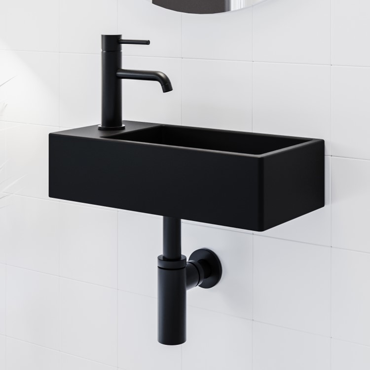 ONLY OPENED - Black Cloakroom Mono Basin Mixer Tap - Arissa