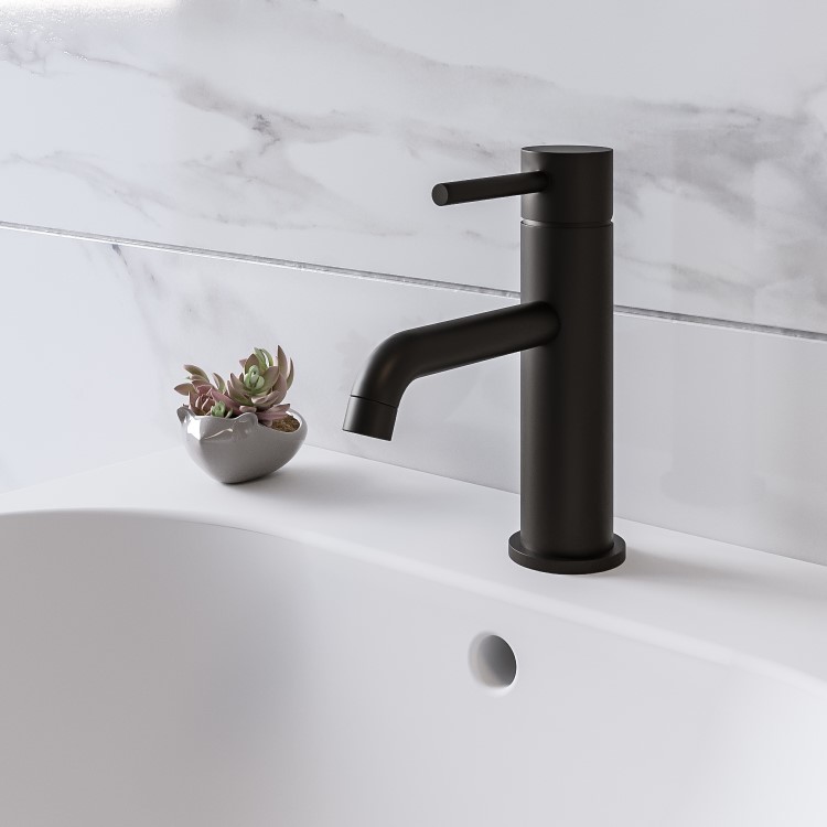ONLY OPENED - Black Cloakroom Mono Basin Mixer Tap - Arissa