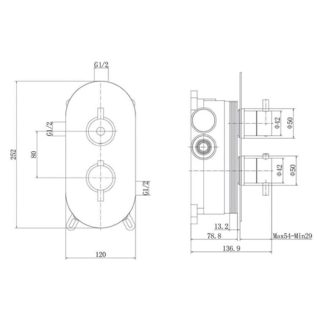 Black Single Outlet Thermostatic Mixer Shower with Hand Shower - Arissa