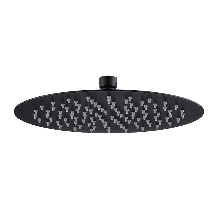 ONLY OPENED - Black 250mm Round Rainfall Shower Head - Arissa