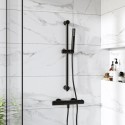 BUN/A1/ARIMB016/98218 ONLY OPENED - Black Thermostatic Pencil Bar Mixer Shower Set with Slide Rail Kit - Arissa