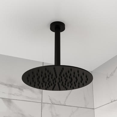 Black 2 Outlet Ceiling Mounted Thermostatic Mixer Shower Set with Hand Shower - Arissa