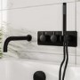 Black 2 Outlet Thermostatic Bath Mixer Shower Set With Hand Shower and Bath Filler Spout - Arissa