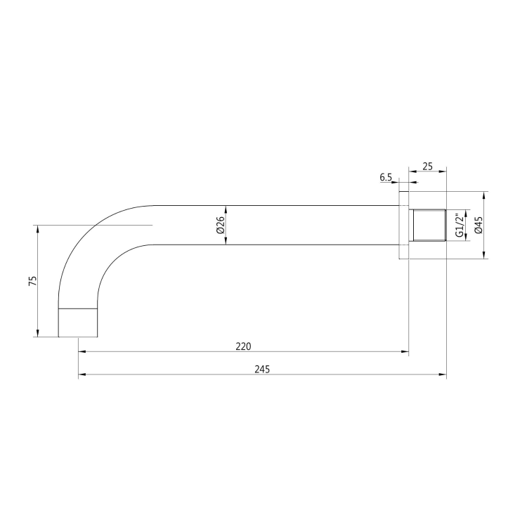 Black 2 Outlet Thermostatic Bath Mixer Shower Set With 250mm Wall Mounted Shower Head and Bath Filler Spout - Arissa