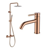 Brushed Bronze Shower & Basin Mixer Tap Set - Arissa Brushed Bronze Shower & Basin Mixer Tap Set - Arissa