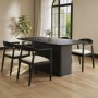 Black Wooden Rectangular Dining Table Set with 4 Brass Detail Black Curved Chairs - Ari