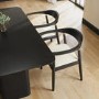 Black Wooden Rectangular Dining Table Set with 4 Brass Detail Black Curved Chairs - Ari