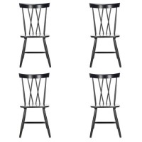 Set of 4 Black Wooden Cross Back Dining Chairs - Asha Set of 4 Black Wooden Cross Back Dining Chairs - Asha