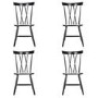 Set of 4 Black Wooden Cross Back Dining Chairs - Asha