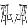 Set of 4 Black Wooden Cross Back Dining Chairs - Asha