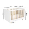 White and Wood Nursery Furniture 2-Piece Set including Cot Bed and Changing Table - Astelle