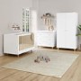 White and Wood Nursery Furniture 3-Piece Set including Cot Bed Changing Table and Wardrobe - Astelle