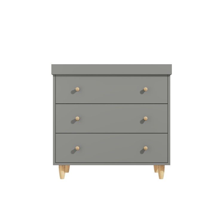 Grey Pine Wood Nursery Furniture 2-Piece Set including Convertible Cot Bed and Changing Table - Astelle