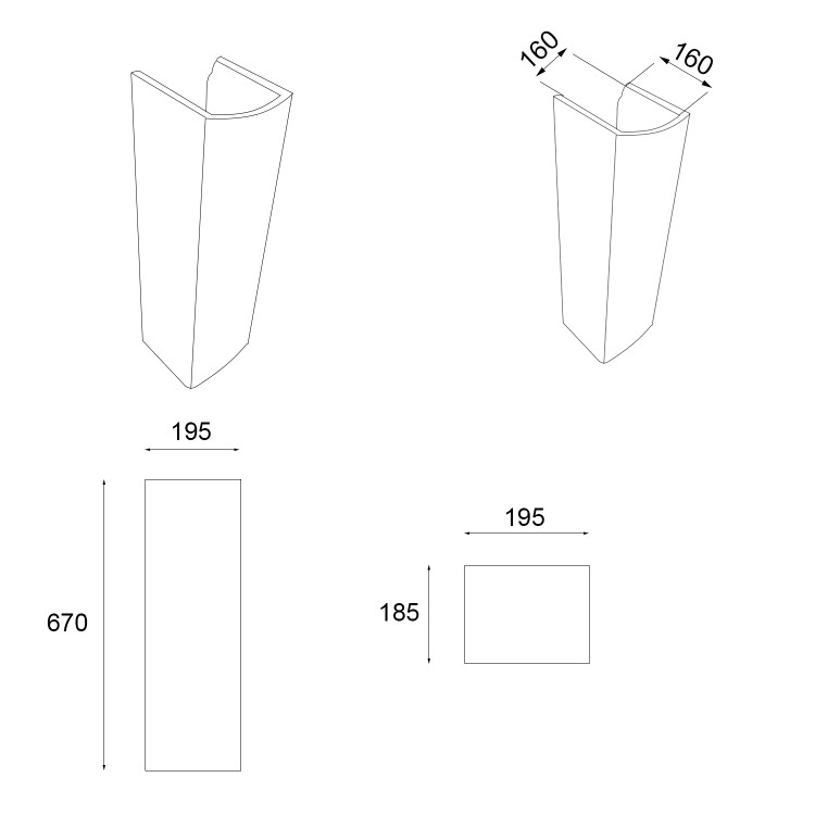 ONLY OPENED - 450mm Full Pedestal Cloakroom Basin with 1 Tap Hole - Atlanta