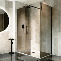 1400x800mm Black Smoked/Frosted Glass Shower Enclosure for Wet Room & Walk In Shower - Atlas