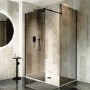 1400x800mm Black Smoked/Frosted Glass Shower Enclosure for Wet Room & Walk In Shower - Atlas