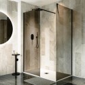 BUN/ATLWI900MB/96323 1400x900mm Black Smoked/Frosted Glass Shower Enclosure for Wet Room & Walk In Shower - Atlas
