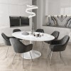 Aura Oval White Gloss Dining Table with 6 Grey Velvet Chairs