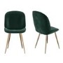 Aura White Round High Gloss Dining Table with 4 Dark Green Velvet Dining Chairs