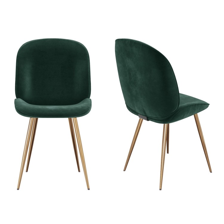 Aura White Round High Gloss Dining Table with 4 Dark Green Velvet Dining Chairs