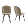 White Round High Gloss Dining Table with 4 Dining Chairs in Mink Velvet