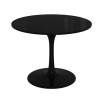 Aura Black Round High Gloss Dining Table with 4 Mustard Velvet Chairs