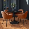 Round Black Gloss Dining Table with 4 Orange Velvet Tub Dining Chairs - Aura