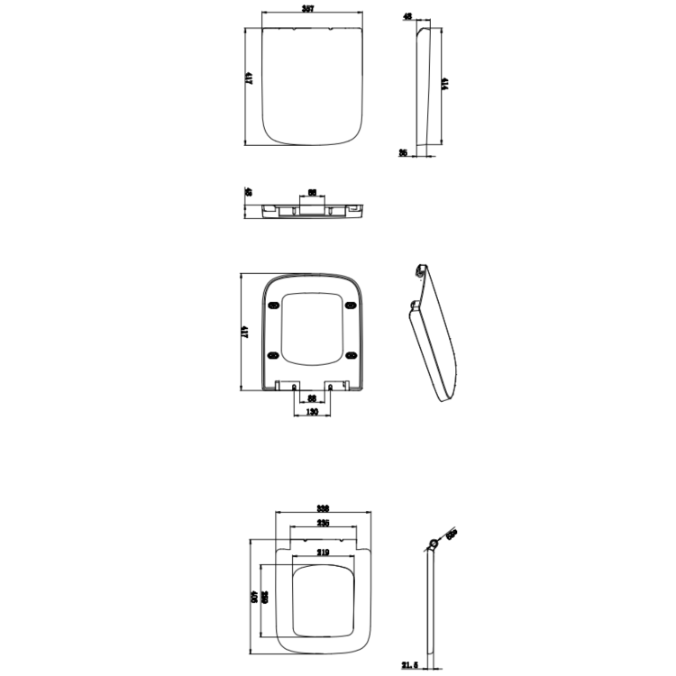 Back to Wall Rimless Comfort Height Toilet with Soft Close Seat - Austin