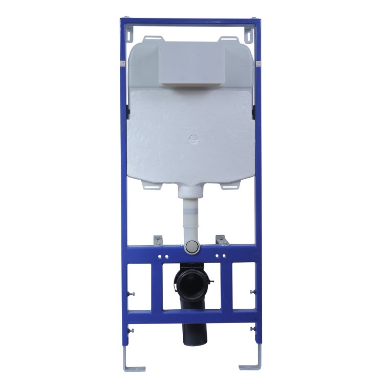 1168mm Wall Hung Toilet Frame & Chrome Mechanical Dual Flush Plate with Concealed Cistern - Zana