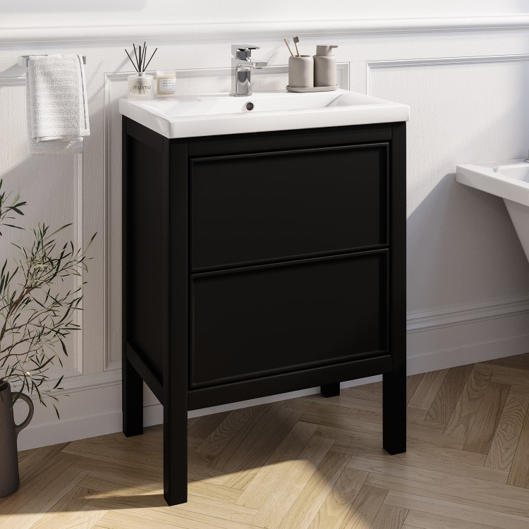 ONLY OPENED - 600mm Avebury Freestanding Drawer Unit Matt Black- Avebury