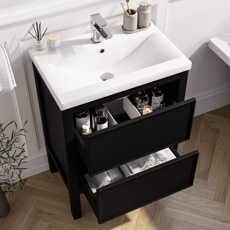 ONLY OPENED - 600mm Avebury Freestanding Drawer Unit Matt Black- Avebury