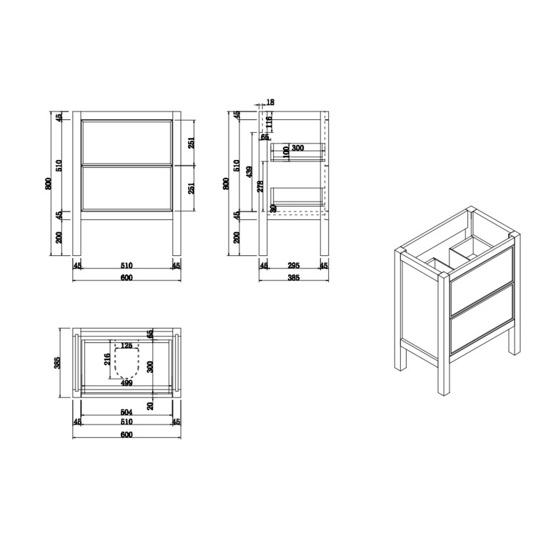 ONLY OPENED - 600mm Avebury Freestanding Drawer Unit Matt Black- Avebury