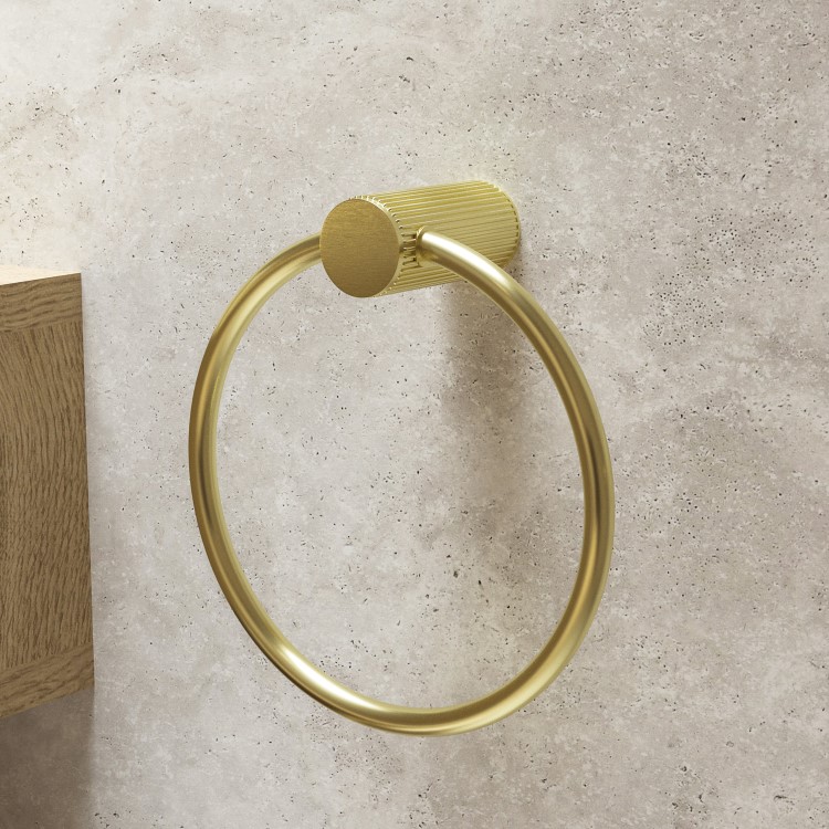 3 Piece Brass Knurled Bathroom Accessory Set - Arissa