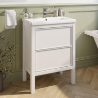 600mm White Freestanding Vanity Unit with Basin - Avebury