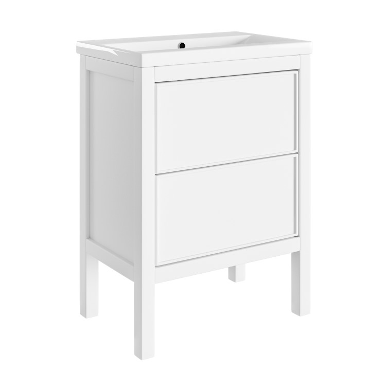 600mm White Freestanding Vanity Unit with Basin - Avebury