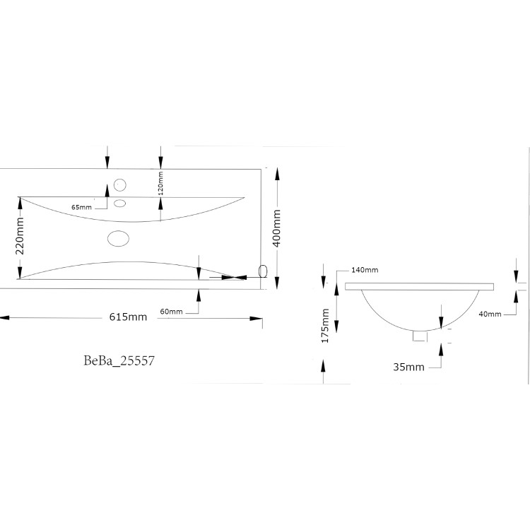 600mm White Freestanding Vanity Unit with Basin - Avebury