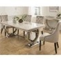 Vida Living Arianna Cream Marble Dining Table with 4 Crushed Velvet Dining Chairs