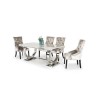 Vida Living Arianna Cream Marble Dining Table with 4 Crushed Velvet Dining Chairs
