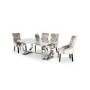 Vida Living Arianna Cream Marble Dining Table with 4 Crushed Velvet Dining Chairs