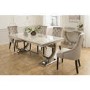 Vida Living Arianna Cream Marble Dining Table with 4 Crushed Velvet Dining Chairs