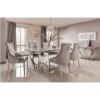 Arianna Grey Marble Dining Set with 200cm Table &amp; 6 Velvet Chairs